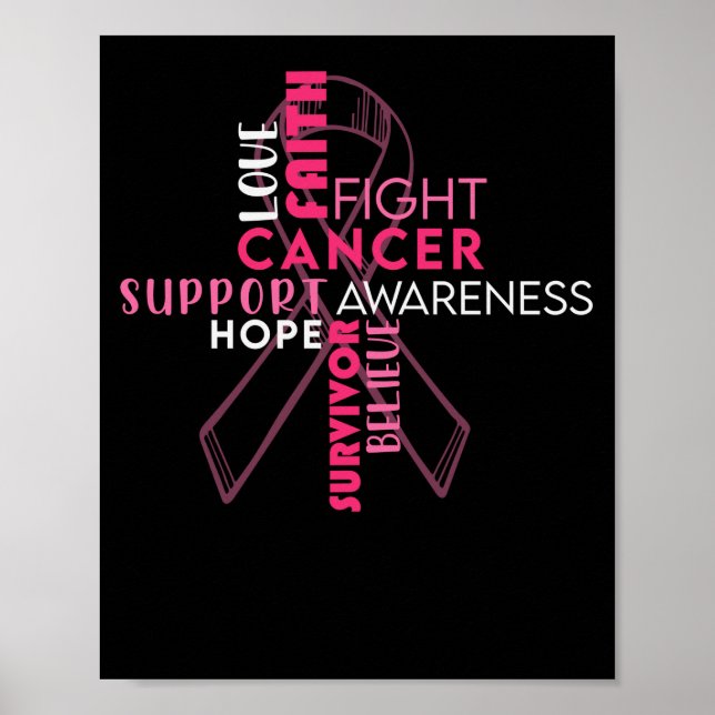 Affiche Faith Hope Love Cancer du sein Sensibilisation (Devant)