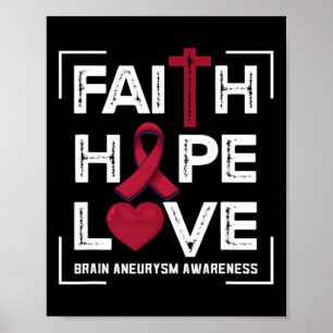 Affiche Faith Hope Love Cerveau Aneurysme Sensibilisation 