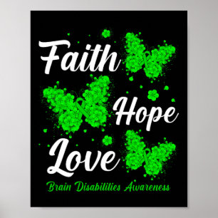 Affiche Faith Hope Love Cerveau Handicap Sensibilisation B