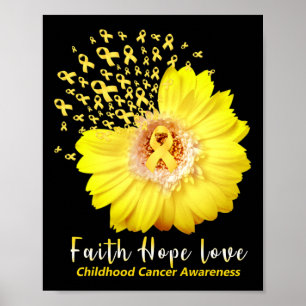 Affiche Faith Hope Love Children Cancer Awareness Ruban