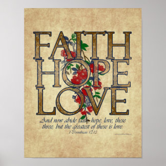 Affiche Faith Hope Love Christian Bible Verse
