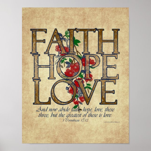 Affiche Faith Hope Love Christian Bible Verse (Devant)