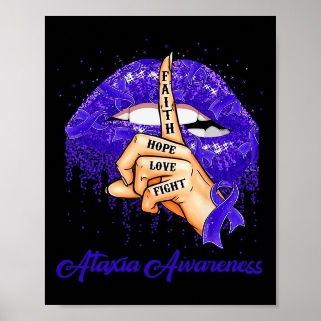 Affiche Faith Hope Love Combattre Blue Ribbon Ataxia Sensi (Devant)