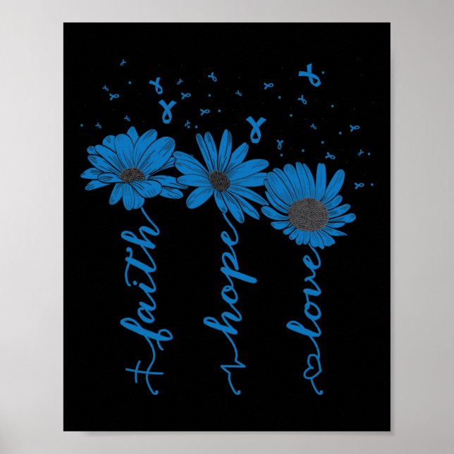 Affiche Faith Hope Love Diabetes Awareness Mois Blue Ribb (Devant)
