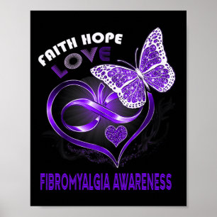 Affiche Faith Hope Love Fibromyalgie Sensibilisation Heart