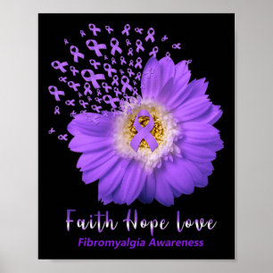 Affiche Faith Hope Love Fibromyalgie Sensibilisation Ribb
