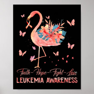 Affiche Faith Hope Love Flamant rose rose Leucémie du sein