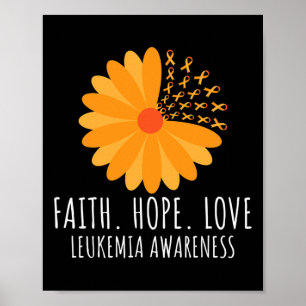 Affiche Faith Hope Love Fleur Orange Ribbon Leukemia Awar