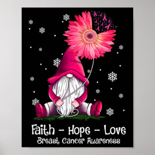 Affiche Faith Hope Love Gnome Pink Sunflower Cancer du sei
