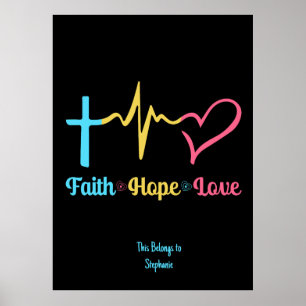 Affiche Faith Hope Love Hearts