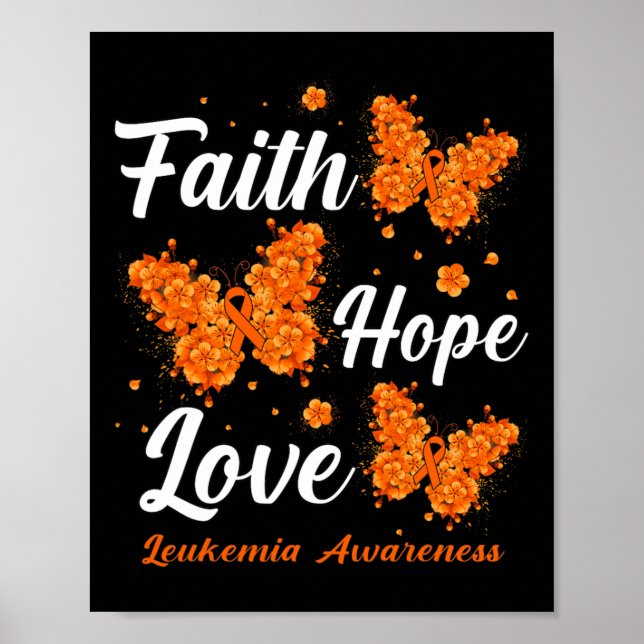 Affiche Faith Hope Love Leukemia Sensibilisation Papillon (Devant)