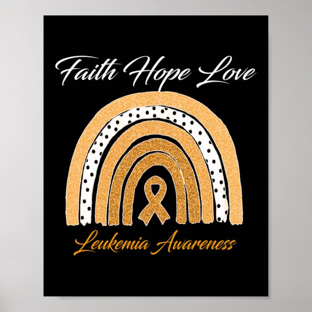 Affiche Faith Hope Love Leukemia Sensibilisation Ruban Ora (Devant)