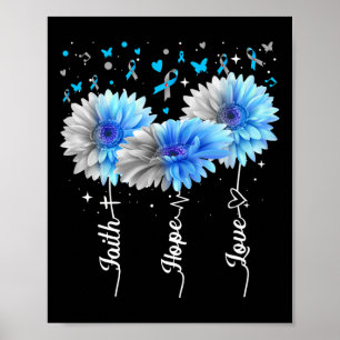 Affiche Faith Hope Love mignon Daisy Diabetes Sensibilisat