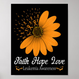Affiche Faith Hope Love Orange Ribbon Blood Cancer Support