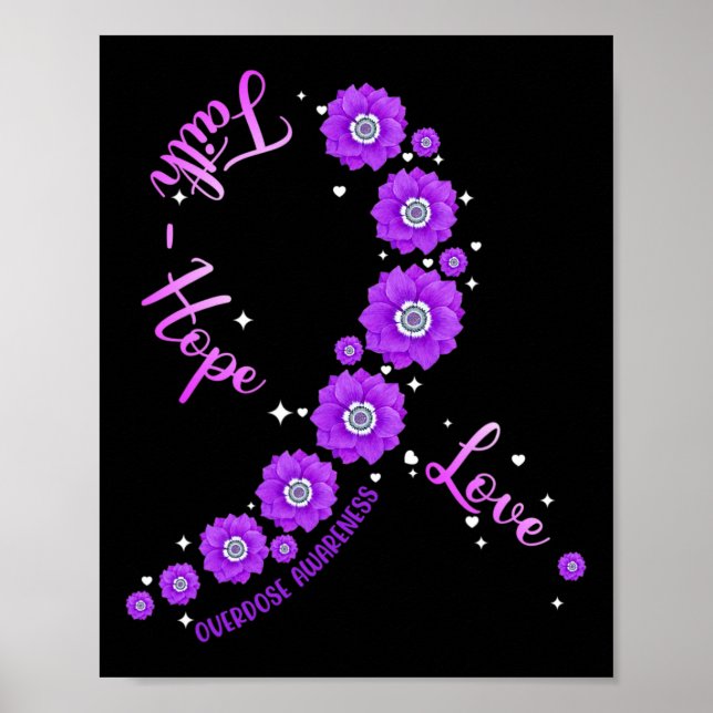 Affiche Faith Hope Love Overdose Sensibilisation Ruban Flo (Devant)
