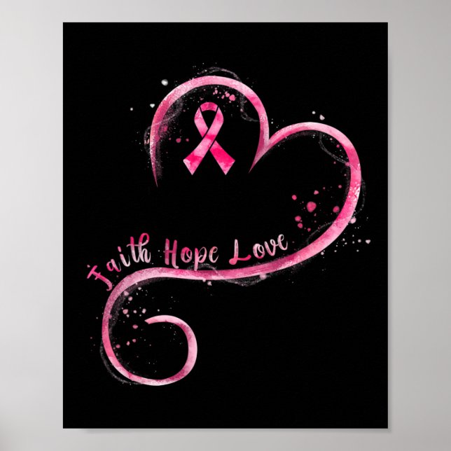 Affiche Faith Hope Love Pink Ribbon Cancer du sein Prix (Devant)