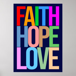 Affiche Faith Hope Love Positive colorful