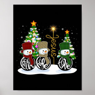 Affiche Faith Hope Love Snowman Jesus Fun Xmas Cross For C