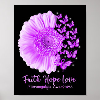 Affiche Faith Hope Love Sunflower Butterfly Fibromyalgia A