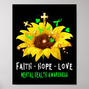 Affiche Faith Hope Love Sunflower Sensibilisation à la san