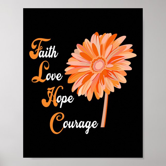 Affiche Faith Love Hope Courage Aml Leukemia Sensibilisati (Devant)