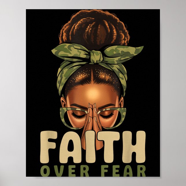 Affiche Faith Over Fear Christian Camo African American Af (Devant)