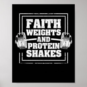 Affiche Faith Weights Et Protein Shakes Drôle Fitness