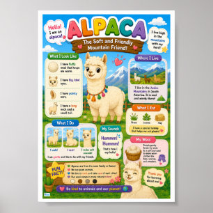 Affiche Faits amusants sur l'alpaca pour les enfants