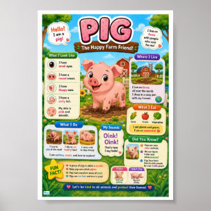 Affiche Faits amusants sur le cochon pour les enfants