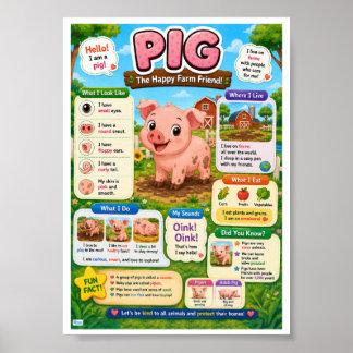 Affiche Faits amusants sur le cochon pour les enfants