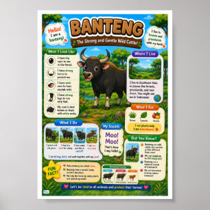 Affiche Faits amusants sur les banteng pour les enfants