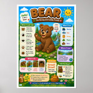 Affiche Faits Amusants Sur Les Ours Pour Les Enfants
