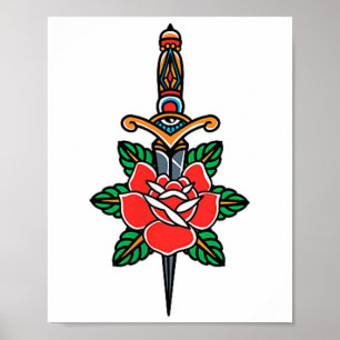 Affiche Fake Friends American traditionnel Tattoo Old Scho