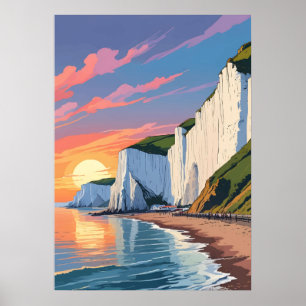 Affiche Falaises blanches de Douvres – Paysage côtier embl