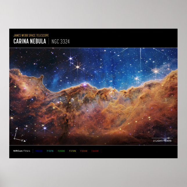 Affiche "Falaises cosmiques" dans la Nebula de Carina (éti (Devant)