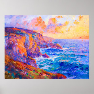 Affiche Falaises dans le paysage impressionniste du couche