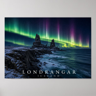 Affiche Falaises de basalte de Lóndrangar Islande A4