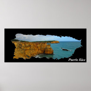 Affiche Falaises de carte de l'île de Porto Rico