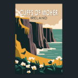 Affiche Falaises de Moher Irlande Floral Travel Art Vintag<br><div class="desc">Falaises de Moher vectoriel design. Les falaises de Moher sont des falaises de mer situées à l'extrémité sud-ouest de la région de Burren dans le comté de Clare,  en Irlande.</div>