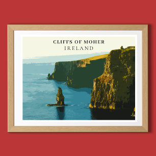 Affiche Falaises De Moher, Irlande Style Rétro