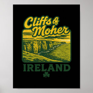 Affiche Falaises de Moher Irlande Vacances Rétro Monument