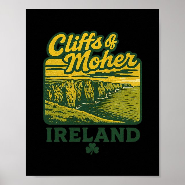 Affiche Falaises de Moher Irlande Vacances Rétro Monument  (Devant)