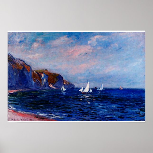 Affiche Falaises et voiliers à Pourville, 1882 (Devant)