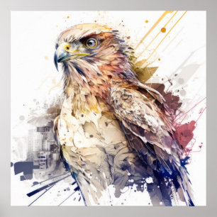 Affiche Falcon Bird Portrait Animal Peinture Faune Libre