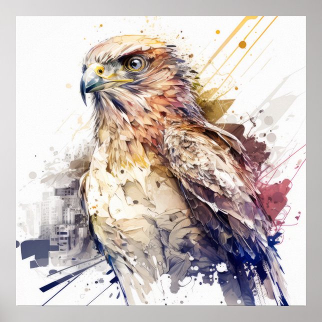 Affiche Falcon Bird Portrait Animal Peinture Faune Libre (Devant)