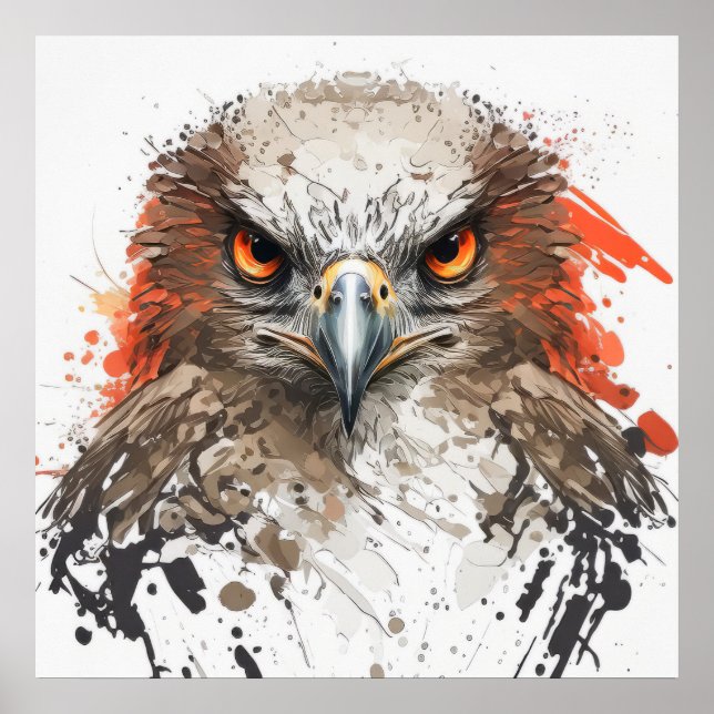Affiche Falcon Portrait Animal Peinture Faune En Plein Air (Devant)