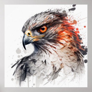 Affiche Falcon Portrait Animal Peinture Faune En Plein Air