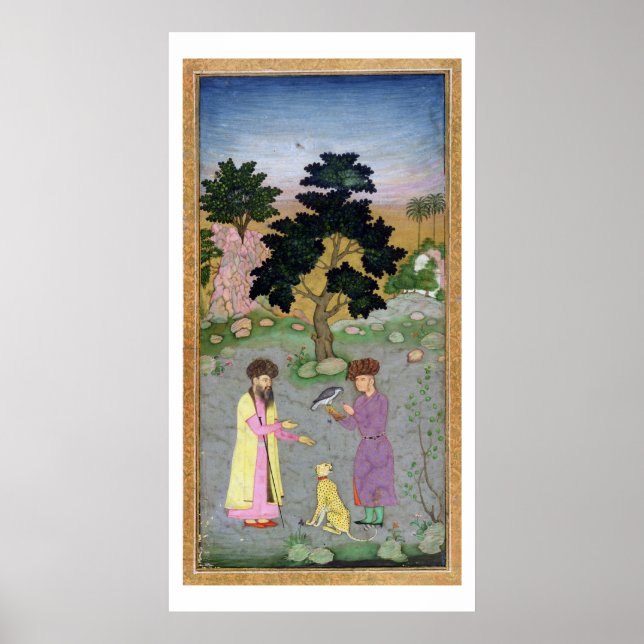 Affiche Falconer avec compagnon et guépard, de (Devant)