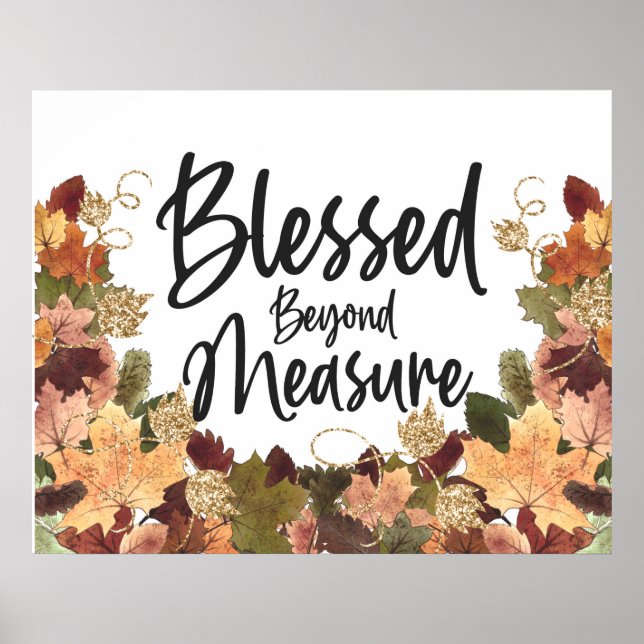 Affiche Fall Autumn Leaves Blessed Beyond Measure Quote (Devant)