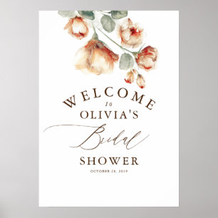 Affiche Fall Floral Elegant Bridal Shower Welcome Sign